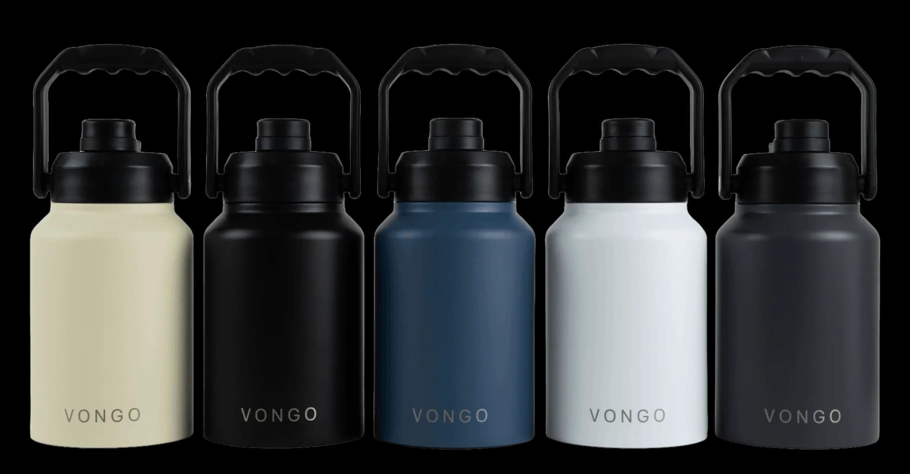 All five colours of the 1.9 litre Vongo flask